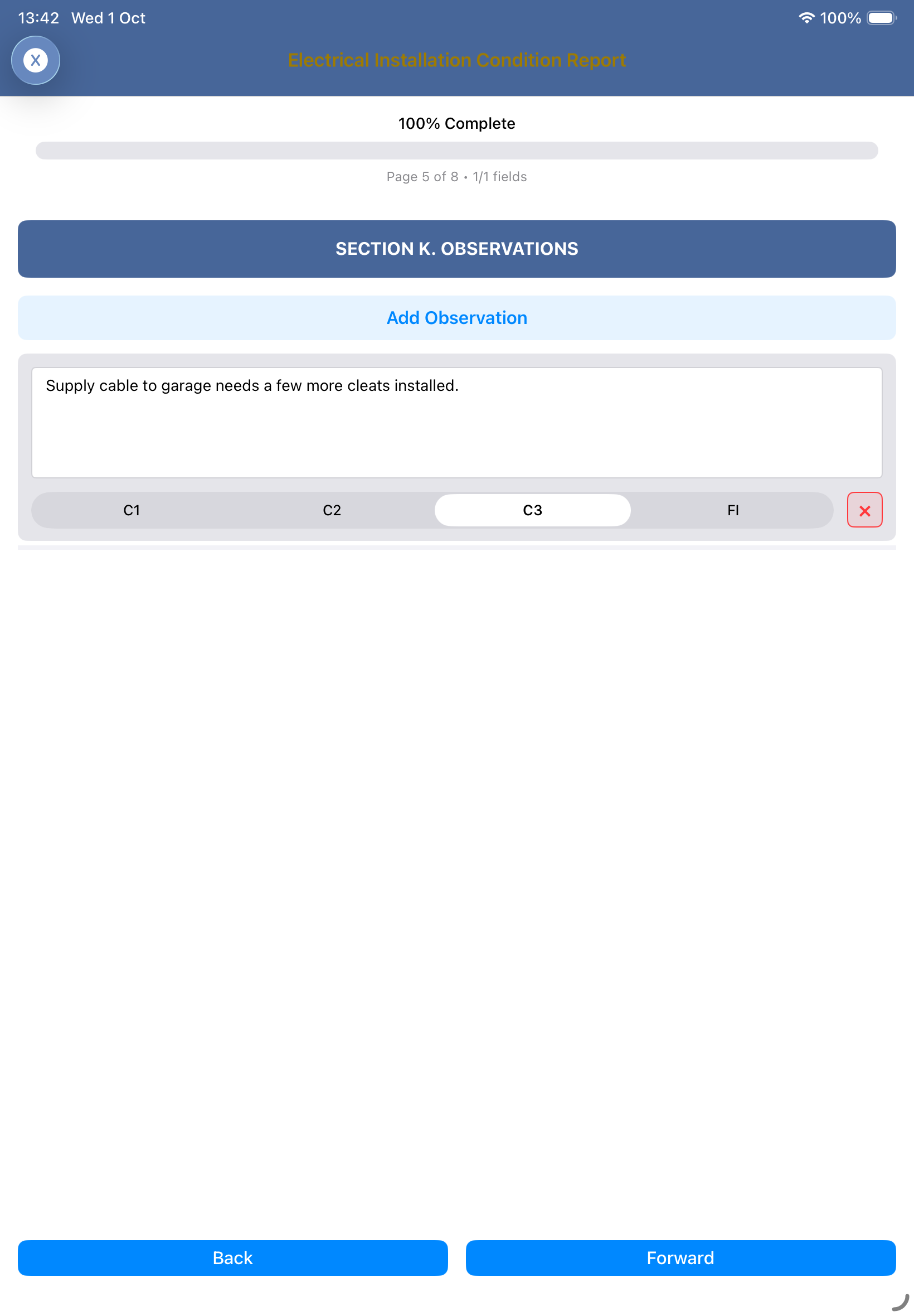 Sparta Certs Dynamic Electrical Observations - Electrical Testing Notes